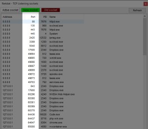 xamppでポート番号の競合を確認する方法（Portの列に「80」と書かれている行があるか確認する）